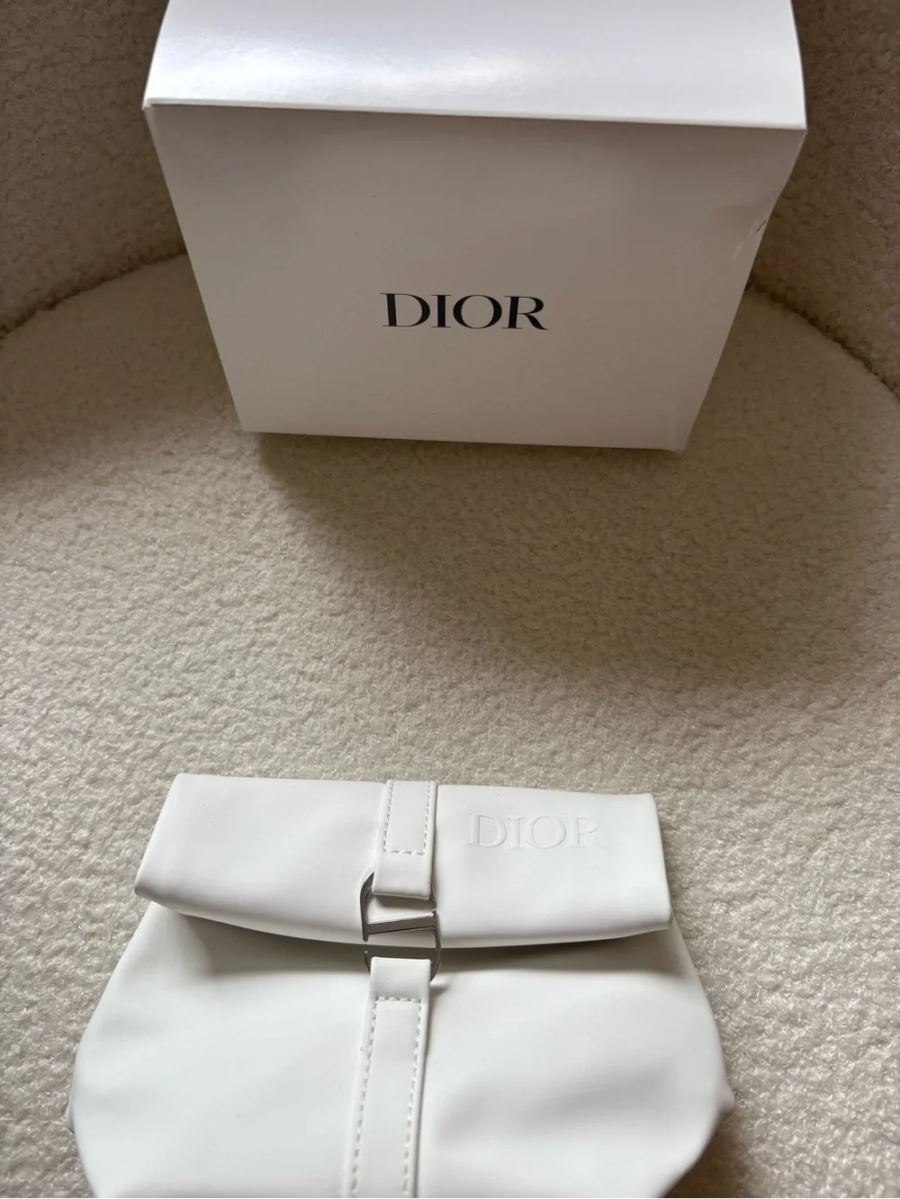 Dior White Leather Fold-Over Clutch ,Le Bane hand cream-jadore mini perfume